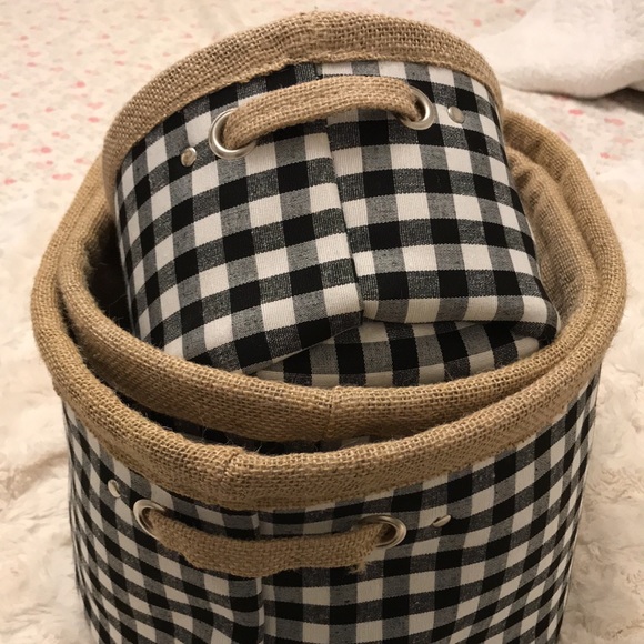 Fall Black and white Gingham burlap soft baskets - Picture 10 of 10